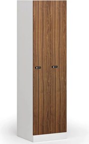Szafka ubraniowa S1 wąska, 2-drzwiowa, 1850 x 500 x 500 mm, zamek mechaniczny z kodem, drzwi laminowane, orzech