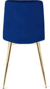 Krzesło Tapicerowane do Salonu YORK Granatowe Welurowe Nowoczesne Glamour
