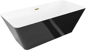 Mexen Velo Slim wanna wolnostojąca 170 x 75 cm, biała/czarna, przelew złoty - 52811707575-50
