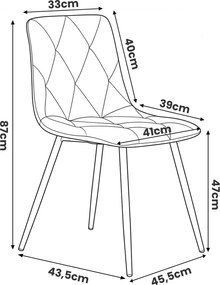 Zestaw 4 zielonych krzeseł welurowych C3-M66
