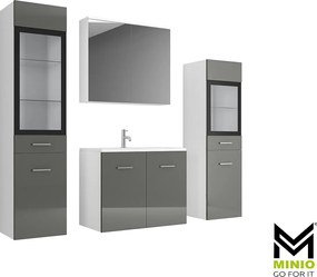MINIO go for it, Meble łazienkowe MARIT II w kolorze biały/szary połysk