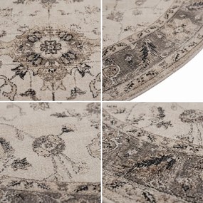 Dywan vintage INKA Arabeska z Efektem Postarzenia Beżowy koło 120 cm x 120 cm