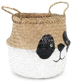 Biało-naturalny dziecięcy kosz na zabawki z trawy morskiej ø 25x24 cm Panda – Compactor