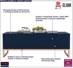 Granatowy stolik kawowy z lamelami - Filo 9X