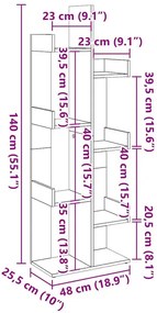 Stojący regał z 8 otwartymi półkami stare drewno Zuzu 3X