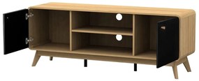 Czarna szafka pod TV w dekorze dębu 140x53 cm Cassie – Støraa