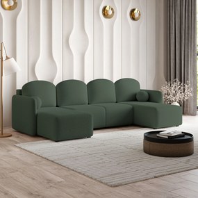 Masseno Narożnik NUBERO z funkcją spania i pojemnikiem na pościel Narozniki U, Rozkładana sofa - Zielony, QUELLE 37