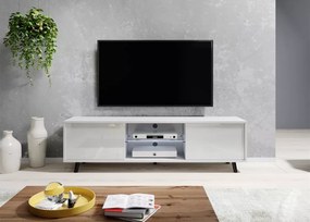 Szafka RTV Eleza z oświetleniem LED, wnęką na sprzęt i dwiema szafkami