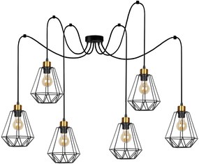 Czarna lampa pająk 6-ramienna - K112-Telesto
