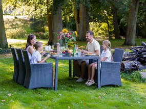 Zestaw obiadowy z technorattanu (stół 200cm +6 foteli ) GUSTOSO szary