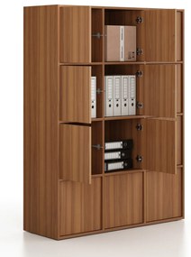 Szafa biurowa FRAME, 12x drzwi, 1299 x 450 x 1735 mm, PUSH-lock, orzech