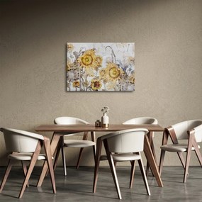 Obraz - Słoneczniki na ścianie (70x50 cm)
