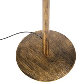 Nowoczesna lampa podłogowa złota z abażurem czarnym ze złotem - Simplo