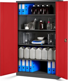 Szafa biurowa na akta szeroka Jan II 115x40x185 cm antracyt/czerwony