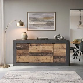 Komoda Czterodrzwiowa BLAGO 180 cm Ciemny Dąb/Czarny Loft