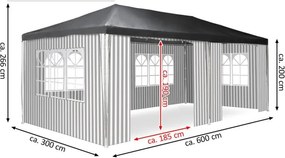 Namiot ogrodowy 3×6 m z systemem klik i bocznymi ściankami