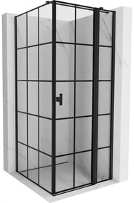 Mexen Mist T kabina prysznicowa uchylna prawa 80 x 80 cm, czarna kratka, czarna - 8A4T-080-080-70-77-P