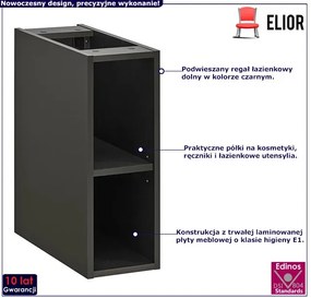 Czarny dolny regał łazienkowy W9-D82
