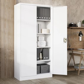 Biurowa szafa metalowa na akta JAN, 900 x 1850 x 400 mm, biała