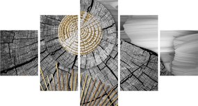 Obraz - Pień drzewa w kolażu (125x70 cm)