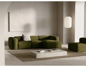 Zielony sztruksowy narożnik (prawostronny/z szezlongiem) Bergano – Cosmopolitan Design