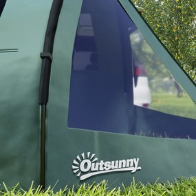 Outsunny Namiot kempingowy dla 3-4 osób, dwa pomieszczenia, okno siatkowe, zielony, 4,75 x 2,64 x 1,72 m