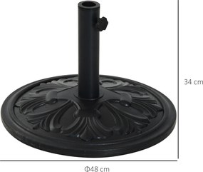 aOutsunny Parasol Stojak Parasol Uchwyt Parasol Podstawa 13 kg Stojak Parasol Ø35/Ø38/Ø48mm Plastik + Cement Antyczny Czarny Ø48 x 34 cm