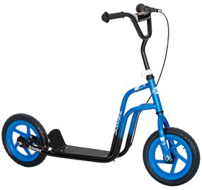 AIYAPLAY Hulajnoga dziecięca z regulowaną kierownicą, dużymi kołami, stojakiem do parkowania, hamulcem ręcznym, dla dzieci w wieku 5-12 lat, Niebieska