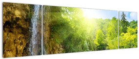 Obraz - wodospady w pralesie (170x50 cm)