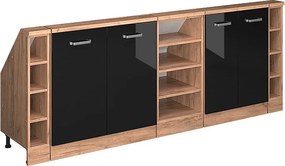 Szafka kuchenna na dach skośny czarny wysoki połysk 210x46x81.6 r-line