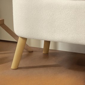 HOMCOM Ławka z miejscem do przechowywania, 65 L, materiał Teddy-Fleece, drewno kauczukowe, 120 x 42 x 45 cm, Beżowy | Aosom PL