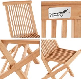 Komplet 4 x składane krzesła ogrodowe DIVERO z drewna tekowego