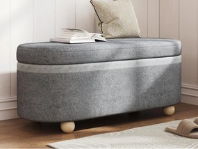 Ławka do przechowywania 121.5x49x44.5cm - tapicerka z tkaniny wełnianej - nogi drewniane - Szary