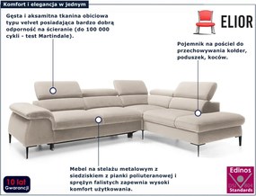 Beżowy narożnik w kształcie L z zagłówkami C0-M87