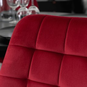 Krzesło Tapicerowane do Salonu RICK Bordowe Welurowe Nowoczesne Loft