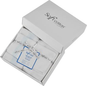 Podarunkowy zestaw ręczników AQUA, 5 szt Biały / turkusowy haft Zestaw (2szt. ręcznik 33x33cm, 2szt. ręcznik 45x90cm, ręcznik 75x150cm)