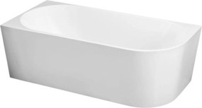 Wanna wolnostojąca narożna lewa z konglomeratu biała błyszcząca/matowa 160 x 75 cm WALL White Glow / Matt z przelewem typu SLIM : Kolor wanny - Biały matowy