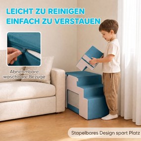 AIYAPLAY Sofa do zabawy z aksamitu, 2-częściowa piankowa kanapa dziecięca, do prania, modułowa, dla dzieci 0,5–3 lat | Aosom PL