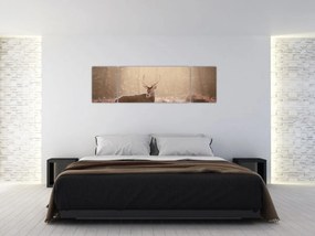 Obraz - Jeleń w lesie (170x50 cm)