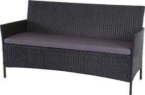 3-osobowa ławka ogrodowa z rattanu syntetycznego Hamar,  antracyt, poduszki antracytowe
