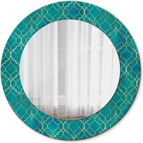 Lustro dekoracyjne okrągłe Kompozycja zielona i złota