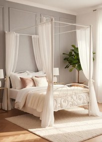 Białe metalowe łóżko z baldachimem 100x200 cm K9-K89