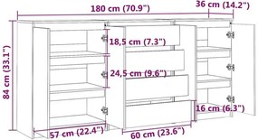 Komplet 3 szafek drewna z litego sosnowego E2-E19