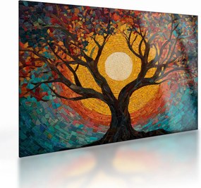 Obraz na szkle - Słońce w koronie drzewa życia (70x50 cm)