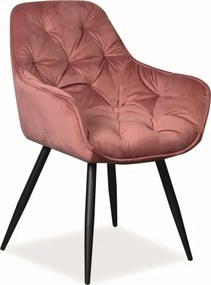 Pikowane krzesło Cherry Velvet tapicerowane aksamitną tkaniną