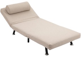 HOMCOM Składany fotel z funkcją spania, fotel relaksacyjny w wyglądzie lnu z regulowanym oparciem, 75 x 70 x 75 cm, Beżowy