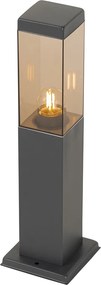 Nowoczesny słup ogrodowy ciemnoszary z dymionym szkłem 45 cm - Malios