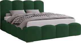 Łóżko do sypialni 160x200 cm Zenna - pojemnik, stelaż, aksamit - zielony (Magic Velvet 2225)