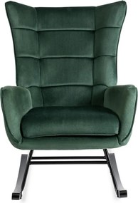 Fotel Bujany na Biegunach Uszak Wypoczynkowy JACKSON Zielony Welurowy do Salonu Nowoczesny