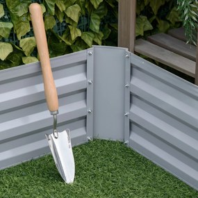 Outsunny Skrzynki na kwiaty 2 sztuki Stalowa rama Otwarte dno Szary 100x100x30cm Dekoracja ogrodu | Aosom PL